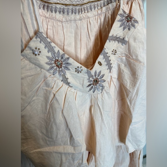 Free People Crystal Cove Linen Embellished Top & MIDI Skirt Set L - Picture 6 of 10